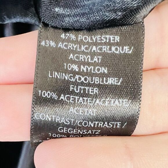 Pink Tartan Metallic Blue Collarless Jacquard Swing Coat - Picture 8 of 8